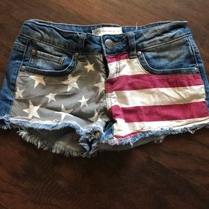 American flag denim shorts